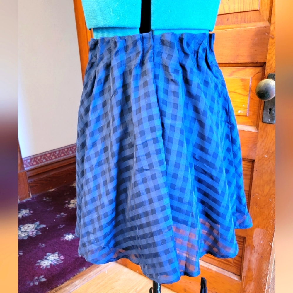 Navy and Blue Check Skirts XS